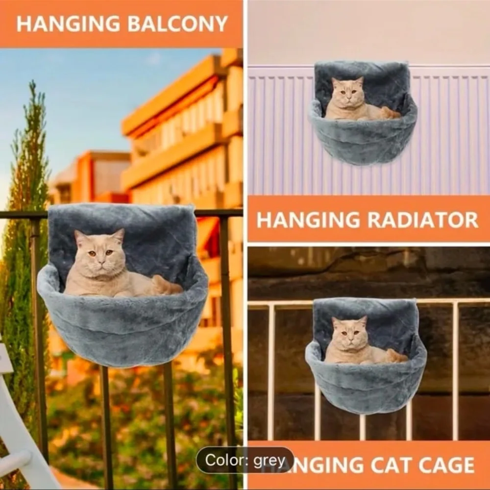 [1pc] Cat Hammock Pet Bed - Polyester Fiber, Soft Plush Kitty Swing Bed, Hanging